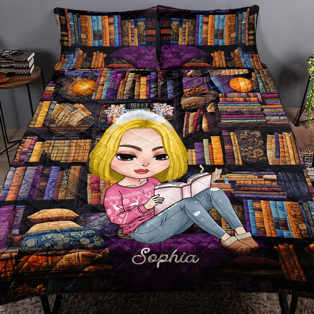 Personalized Cozy Reading Nook Quilt Bed Set Blanket PopCulturePrints