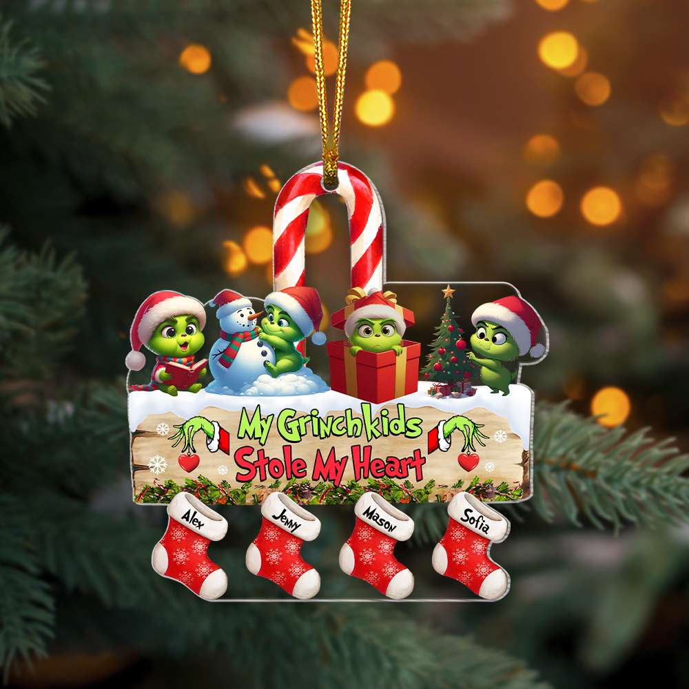 Personalized Christmas Ornament for Grandma - Green Monster Kids