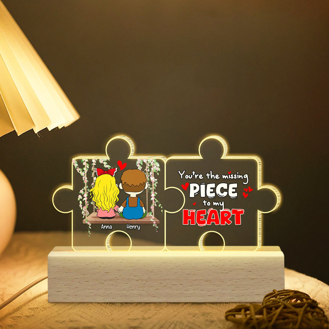 Personalized 3D LED Light - You're The Missing Piece To My Heart Led Night Light PopCulturePrints