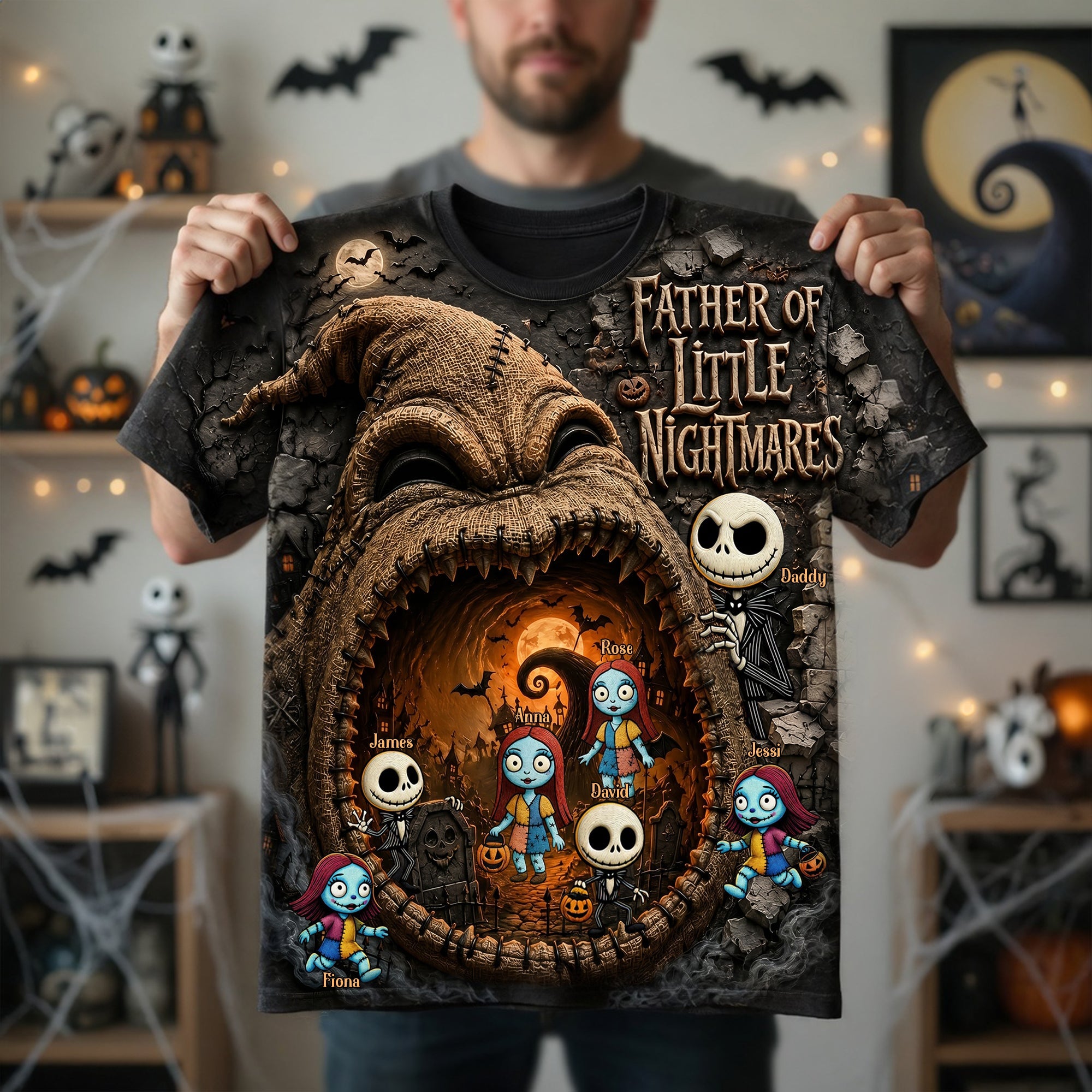 Embrace the Spookiness - Fathers Of Little Horrors Shirt - Personalized Gift for Dad AOP Products PopCulturePrints