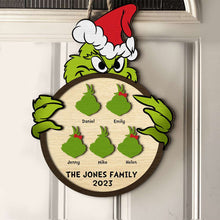 Load image into Gallery viewer, Personalized Christmas Green Monster Family Wood Sign Wood Sign PopCulturePrints
