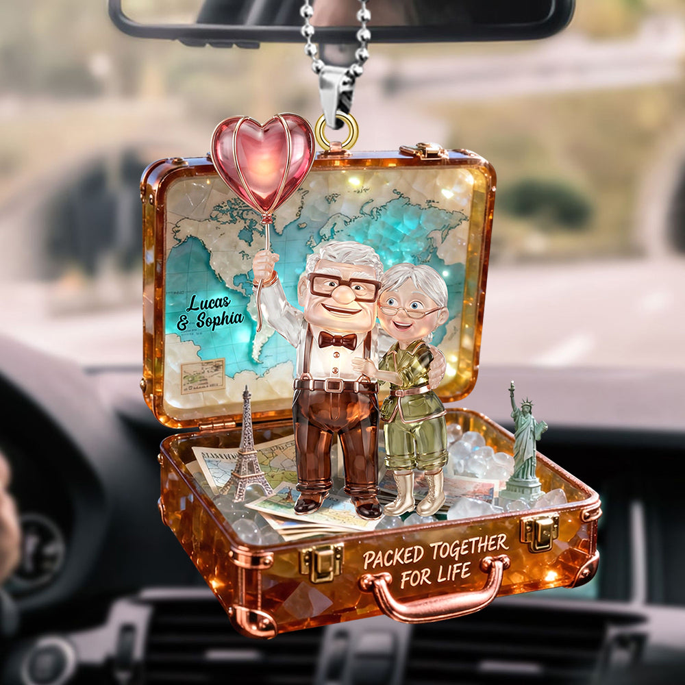 Packed Together for Life - Personalized Traveling Couple Car Hanging Ornament - A Unique Gift for Adventurous Couples Ornament PopCulturePrints