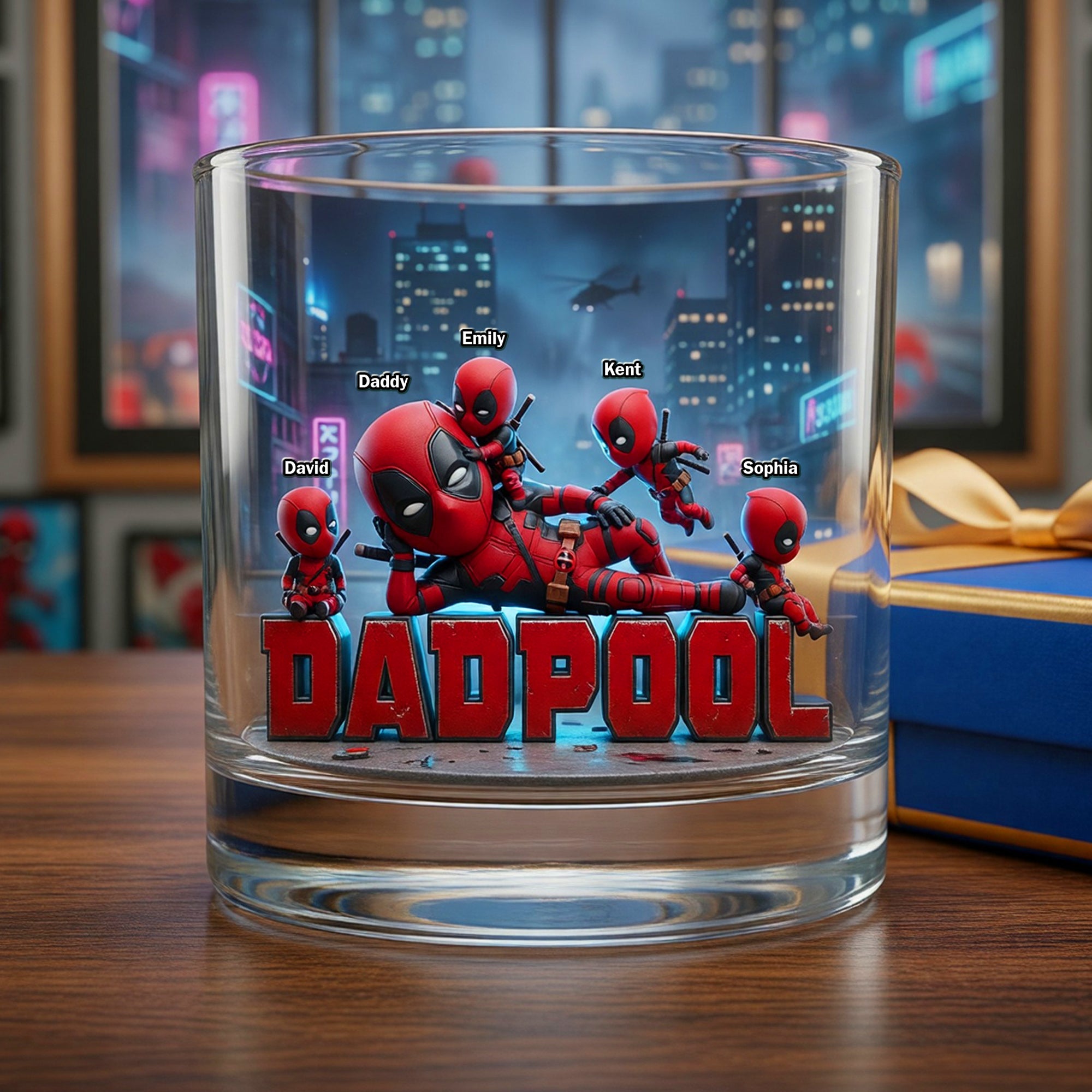 “Celebrate Dad with a Touch of Humor!” - Personalized Father's Day Hero Squad Round Glass - Gift for Dad, Grandpa & Kids Glass PopCulturePrints