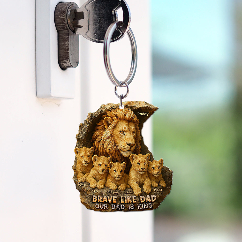 Brave Like Dad - Personalized Keychain Gift for Dads Keychains PopCulturePrints