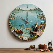 Load image into Gallery viewer, Time to Catch Moments: Personalized Fishing Lovers Acrylic Wall Clock Hanging Wall Clock PopCulturePrints
