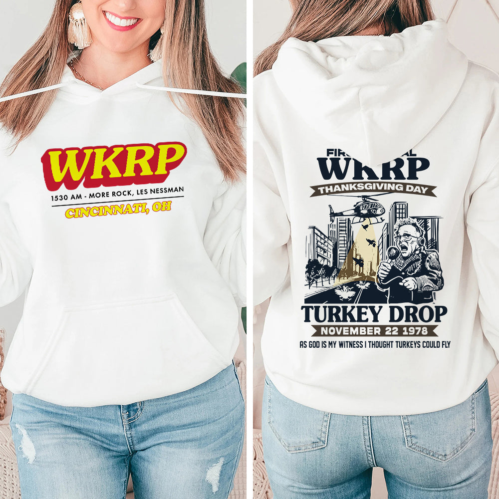 WKRP Thanksgiving Turkey Drop Hoodie Shirts PopCulturePrints