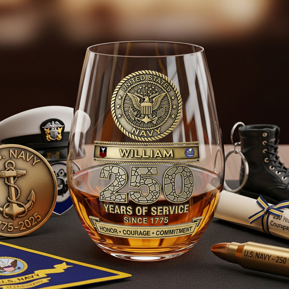“Honoring Valor, Celebrating Legacy” - Military 250th Anniversary Glass Egg Cup Personalized Gift for Veterans Glass Egg Cup PopCulturePrints