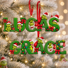 Load image into Gallery viewer, “Bring Joy to Your Holiday Season!” Cute Grouchy Mischief Alphabet Christmas Acrylic Ornament - Personalized Christmas Gifts
