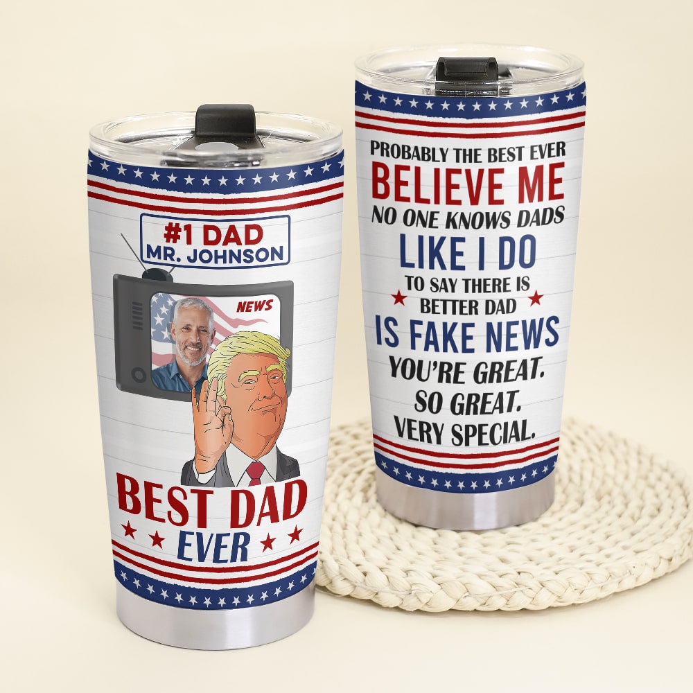 Personalized Best Dad Ever Tumbler - Custom Photo Gift Tumbler Cup PopCulturePrints