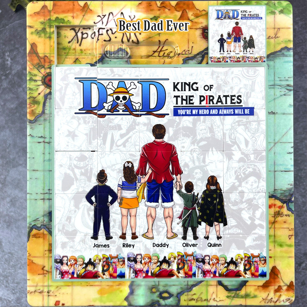 “You're My Hero and Always Will Be” - Best Pirate Dad Sliding Puzzle - Personalized Gift for Dad, Grandpa, and Father Figures Sliding Puzzle PopCulturePrints