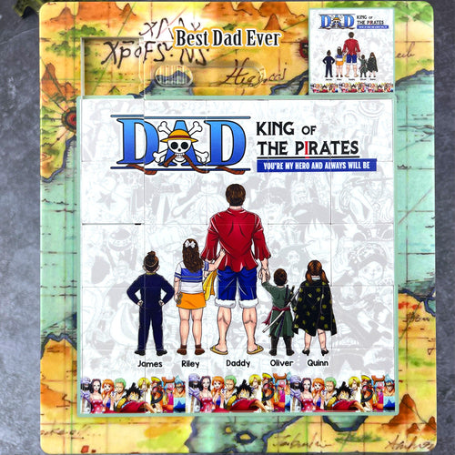 “You're My Hero and Always Will Be” - Best Pirate Dad Sliding Puzzle - Personalized Gift for Dad, Grandpa, and Father Figures Sliding Puzzle PopCulturePrints