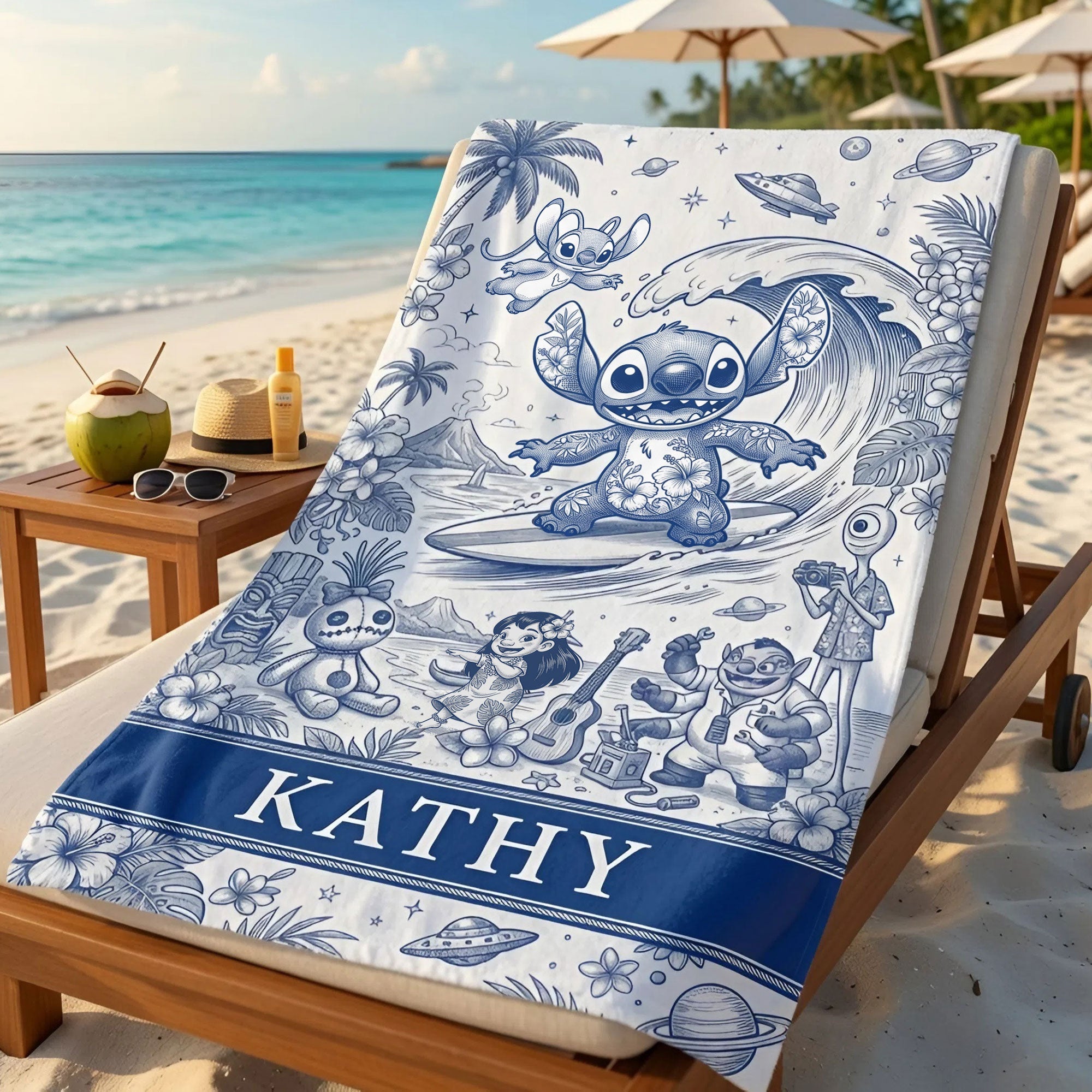 “Ride the Waves of Fun” - Island Mischief Beach Towel - Personalized Gift for Any Occasion