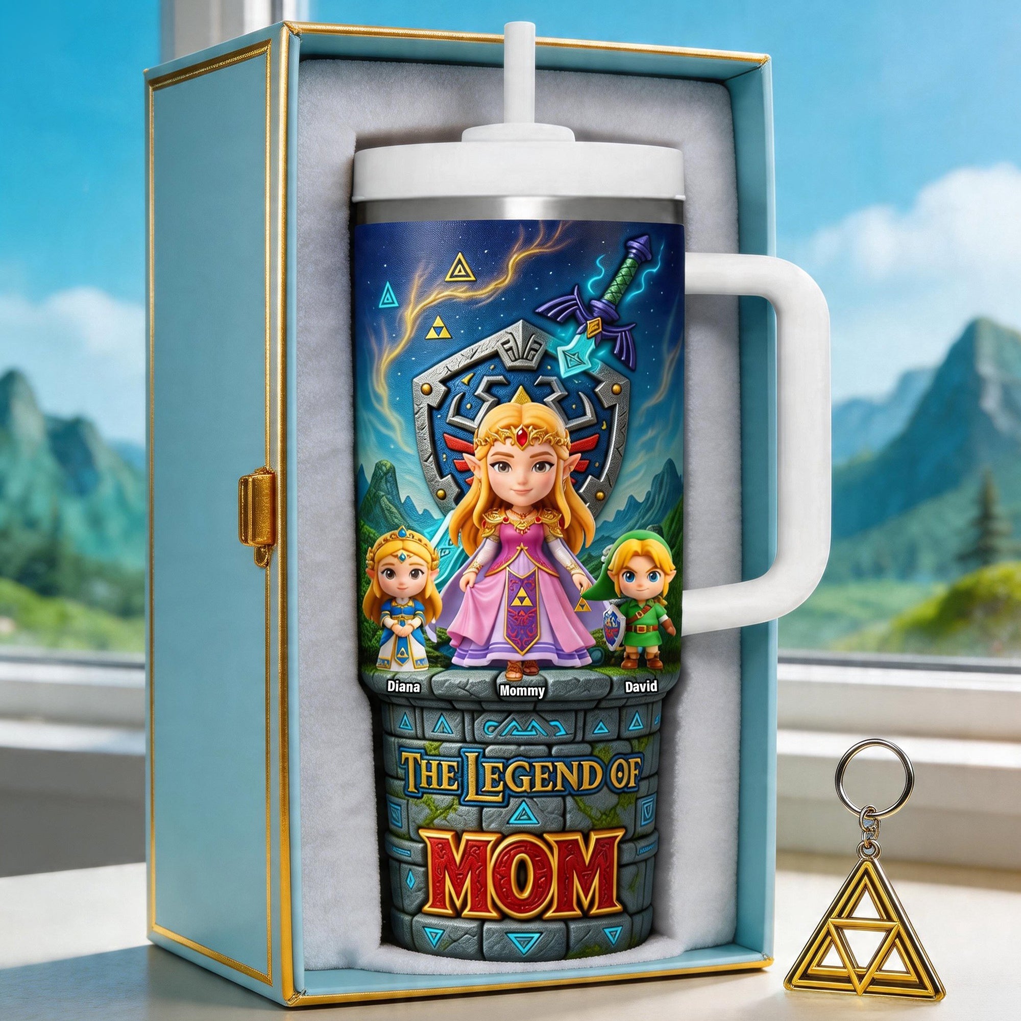 "Embrace the Adventure: The Legend of Mom Tumbler - Personalized Gift for Mom and Kids" Tumbler Cup PopCulturePrints