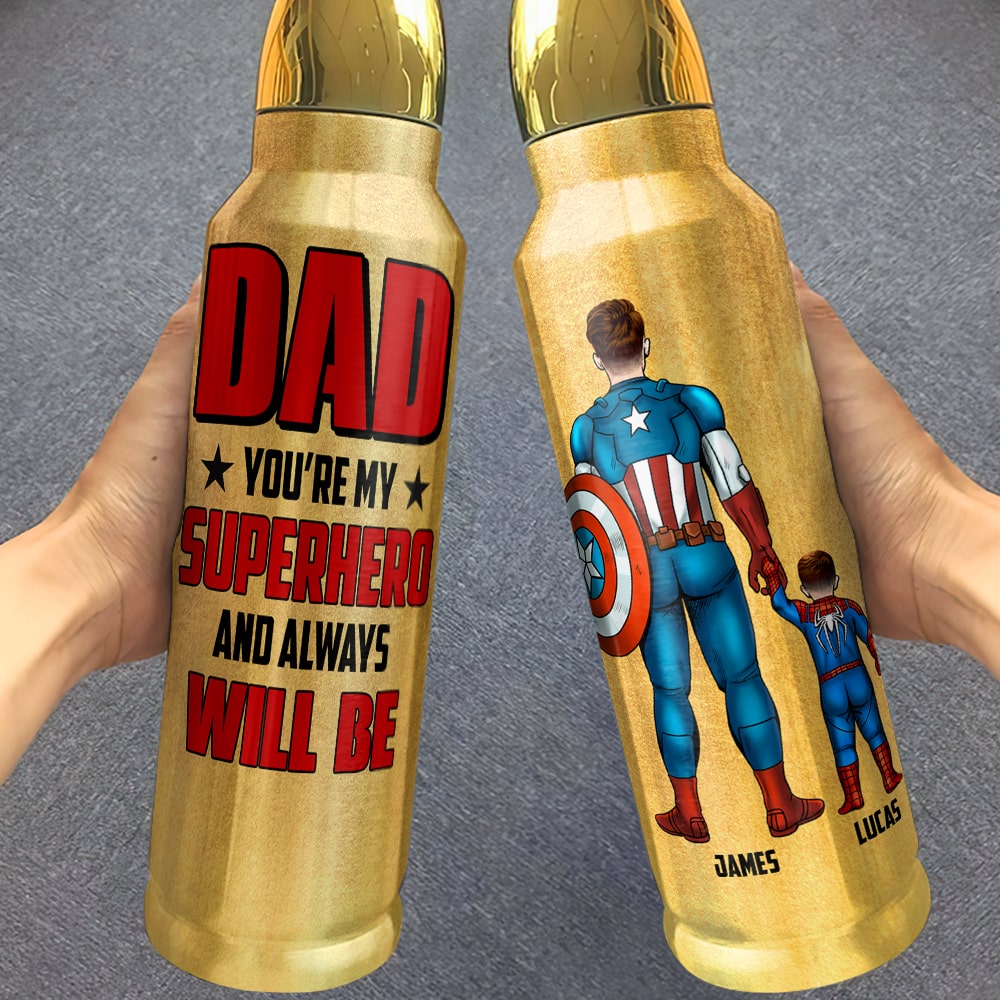 Personalized Superhero Bullet Tumbler for Dad - Father's Day Gift