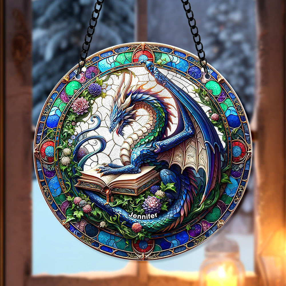 Personalized Christmas Dragon Suncatcher Ornament