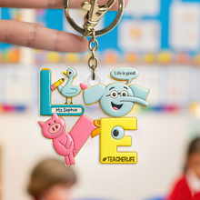 Load image into Gallery viewer, Love Teacher Keychain - Personalized Gift for Educators Keychains PopCulturePrints
