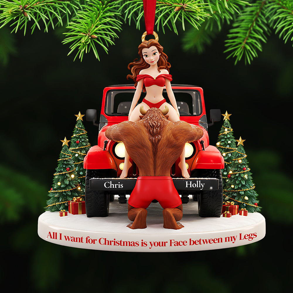 All I Want for Christmas is Your Face - Personalized Naughty Couple Acrylic Ornament Ornament PopCulturePrints