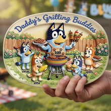Load image into Gallery viewer, “Grill Together Make Memories” - Daddy's Grilling Buddies Plate - Personalized Gift for Dad, Grandpa &amp; More Plates PopCulturePrints
