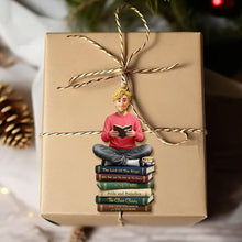 Load image into Gallery viewer, “For the Love of Books” - Personalized Book Lover Christmas Ornament - Custom Gift for Readers and Bibliophiles Ornament PopCulturePrints

