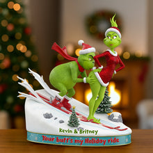 Load image into Gallery viewer, Your Butt&#39;s My Holiday Ride - Personalized Skiing Couple Christmas Acrylic Plaque Shaped Plaques PopCulturePrints
