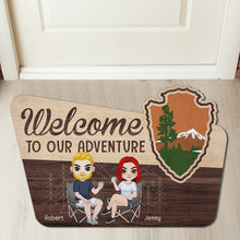 Load image into Gallery viewer, Personalized Camping Couple Doormat - Welcome to Our Adventure Doormat PopCulturePrints
