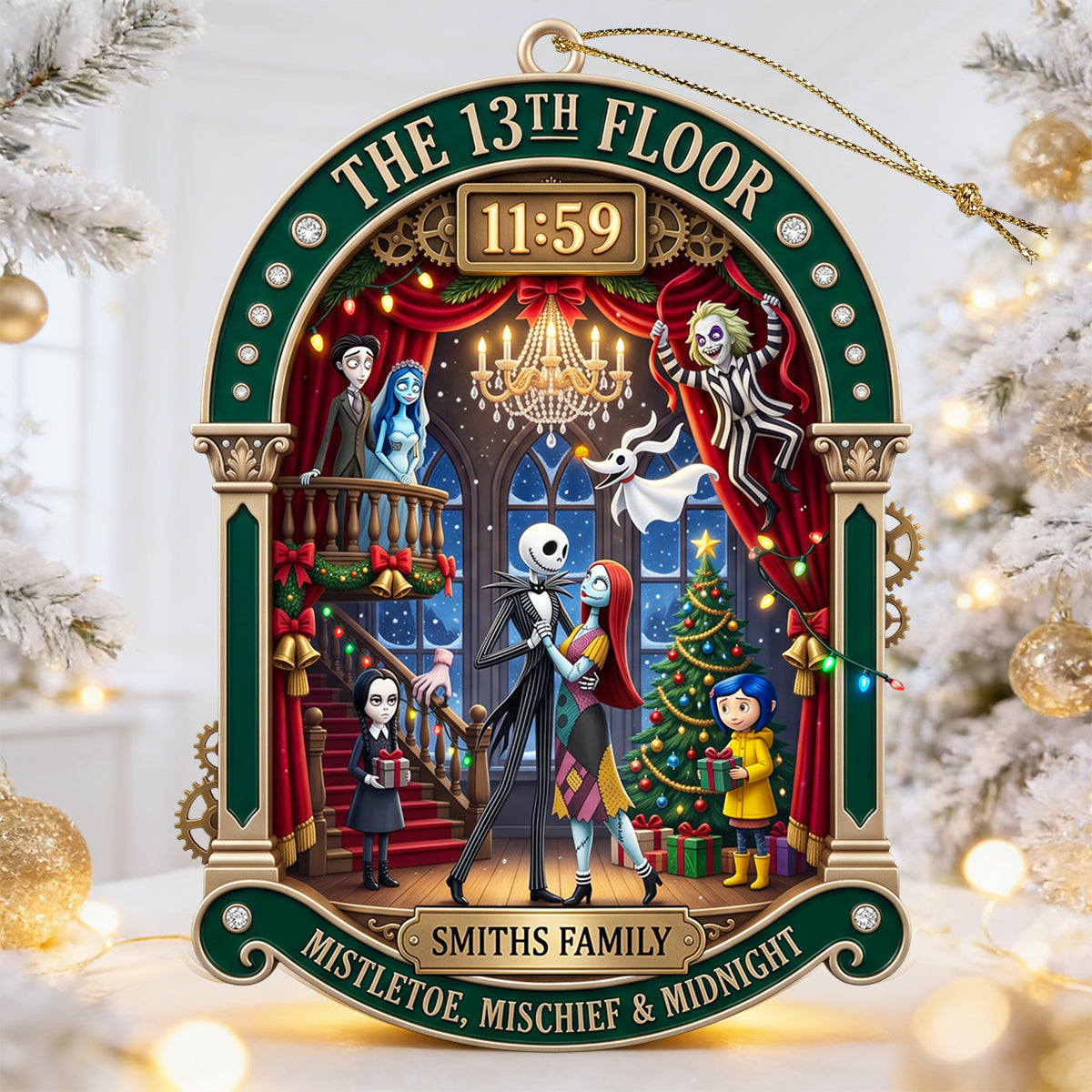 "Celebrate the Season with Your Family - Personalized Spooky Christmas Ornament"