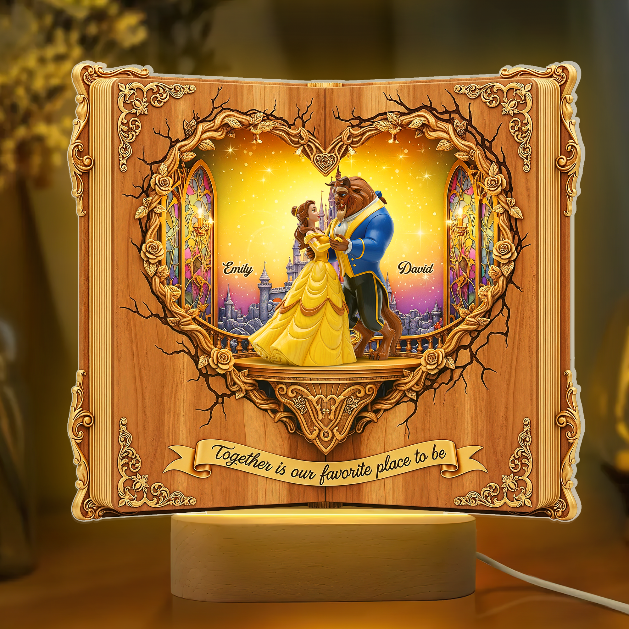 Together is Our Favorite Place to Be - Enchanted Couple Book LED Light - Personalized Gift for Couples Led Night Light PopCulturePrints