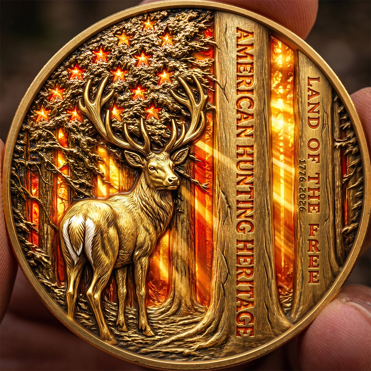 “Celebrate the Spirit of the Hunt” - Free Deer In American Forest Coin - Personalized Gift for Deer Hunters