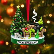 Load image into Gallery viewer, Smoke Up Grinches Ornament - Custom Gift for Herb Lovers Ornament PopCulturePrints
