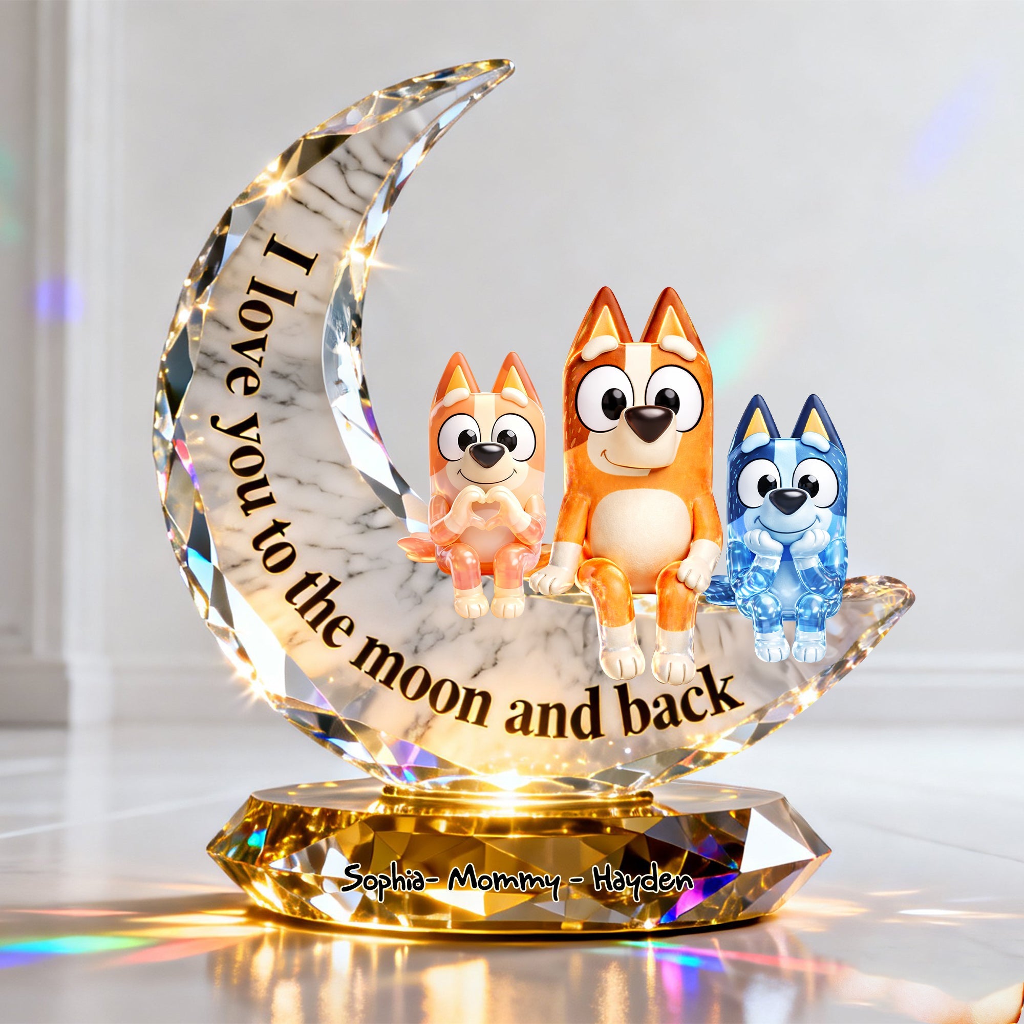 I Love You to the Moon and Back - Personalized Under The Moonlight Acrylic Plaque - Unique Gifts for Mom, Grandma, and More Shaped Plaques PopCulturePrints
