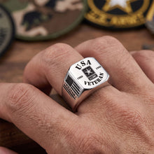 Load image into Gallery viewer, "Honor Their Service with Pride" - Proudly Served Veteran Engraved Ring - Personalized Gift for Dads, Sons, and Veterans
