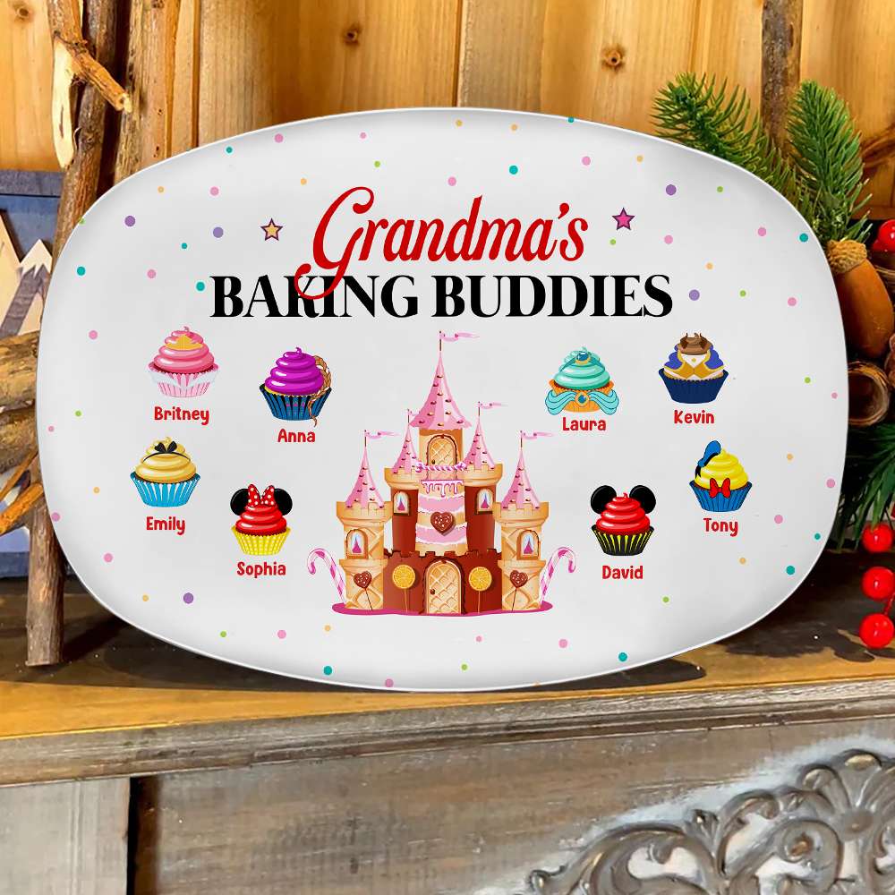 Grandma's Baking Buddies Custom Plate - Personalized Family Cupcake Design Resin Plate PopCulturePrints
