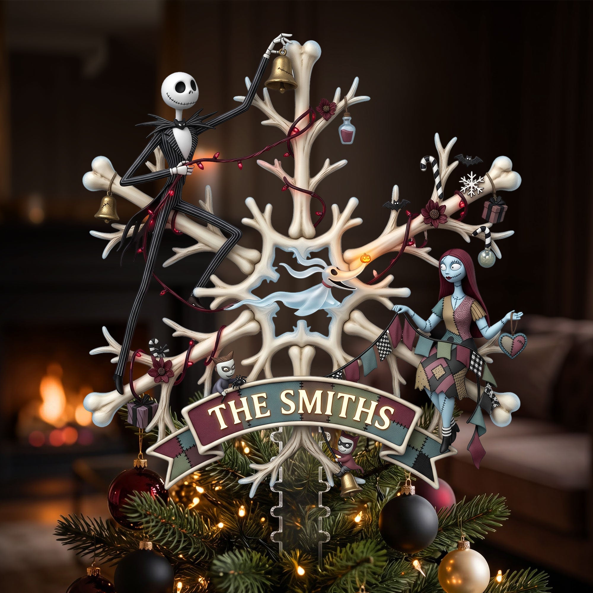 Spooky Christmas Tree Topper - Personalized Holiday Decor for Families