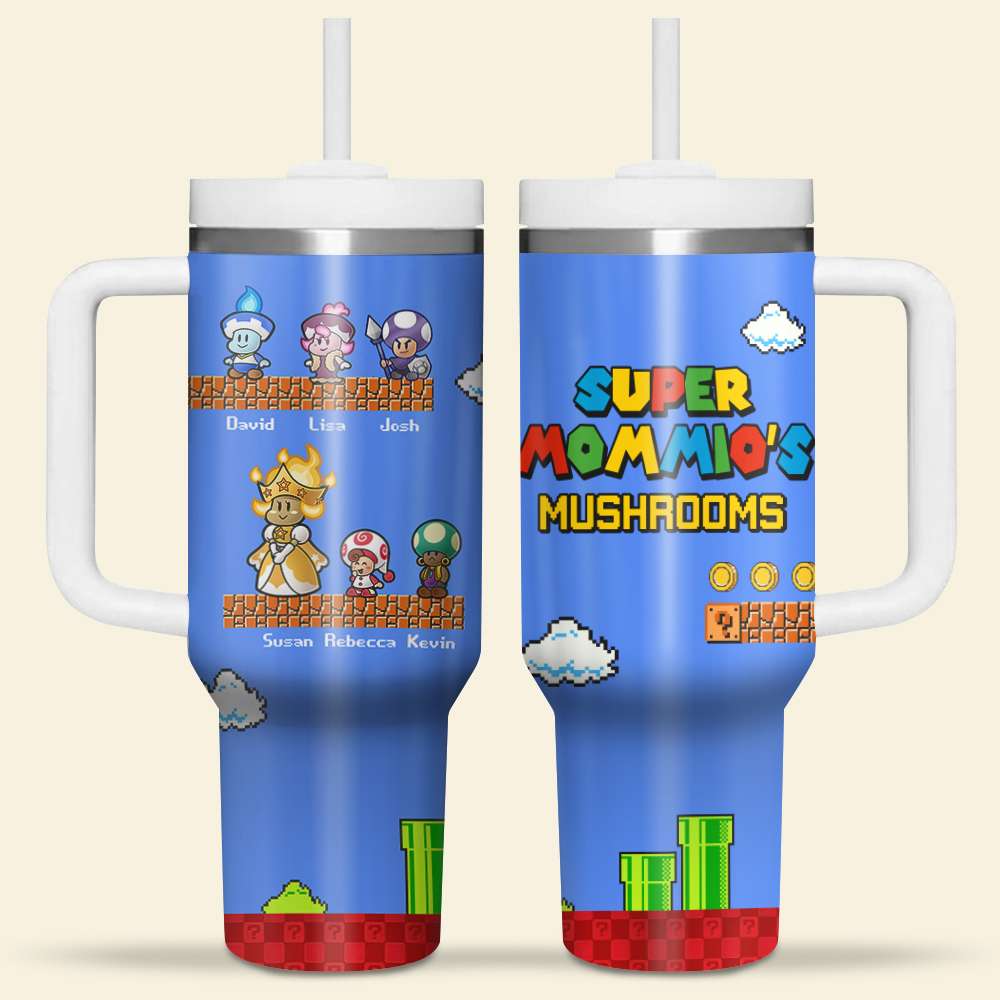 Super Mom Video Game Theme Personalized Tumbler for Mother's Day Tumbler Cup PopCulturePrints