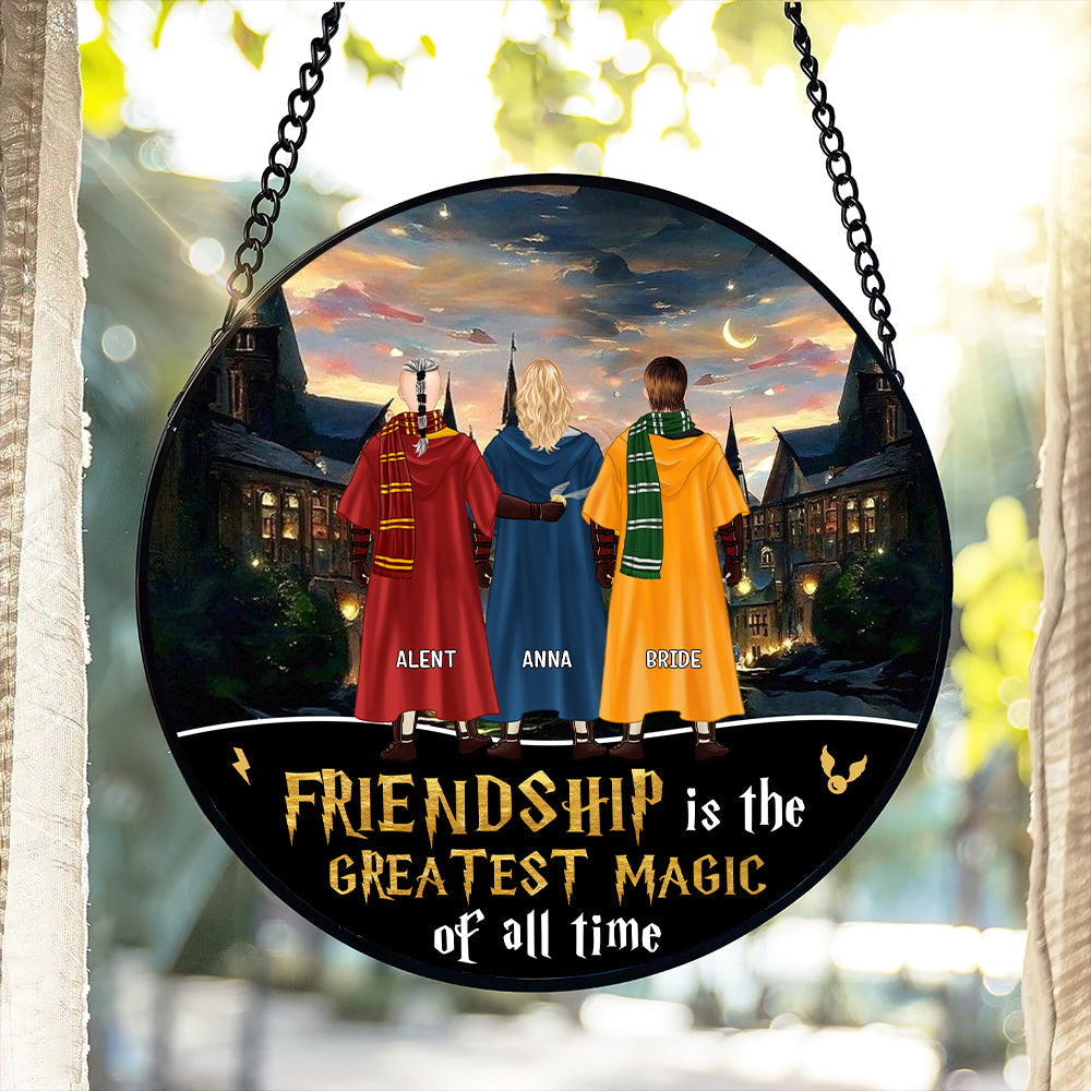 Personalized Friendship Round Stained Glass – Fantasy-Themed Design