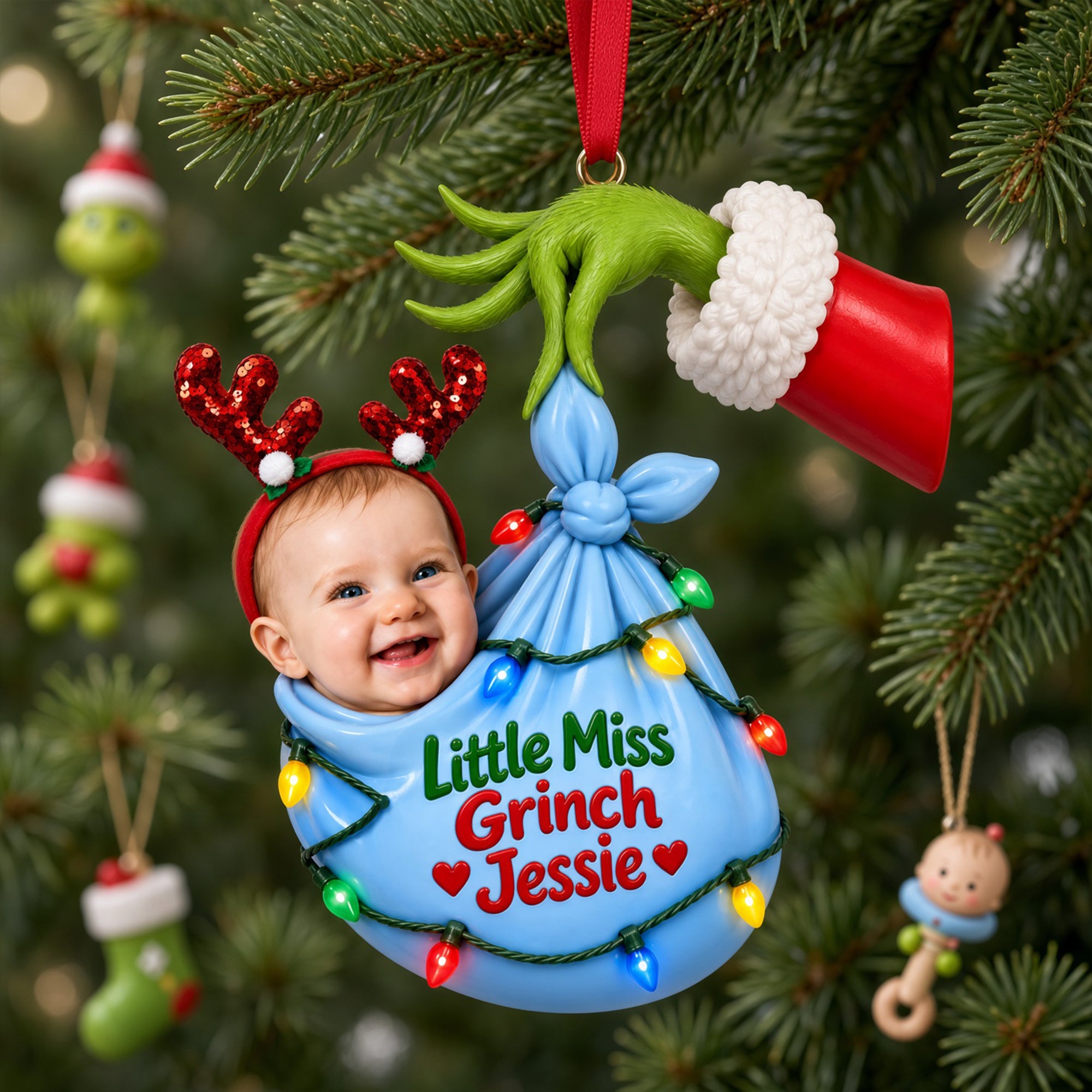 Wrapped in Holiday Cheer Ornament - Personalized Custom Photo Gift For Kids 05HULU141026 Ornament PopCulturePrints