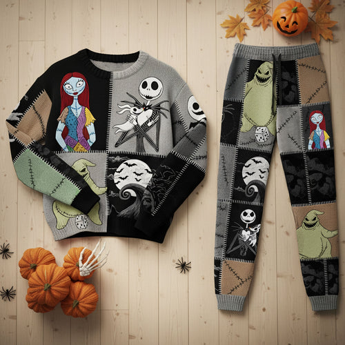 Embrace the Spookiness - Kooky Town Pajama Set, Personalized Gift for Horror Lovers Pajama Set PopCulturePrints