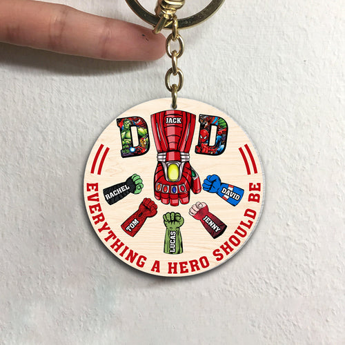Superhero Dad Personalized Keychain Gift Keychains PopCulturePrints