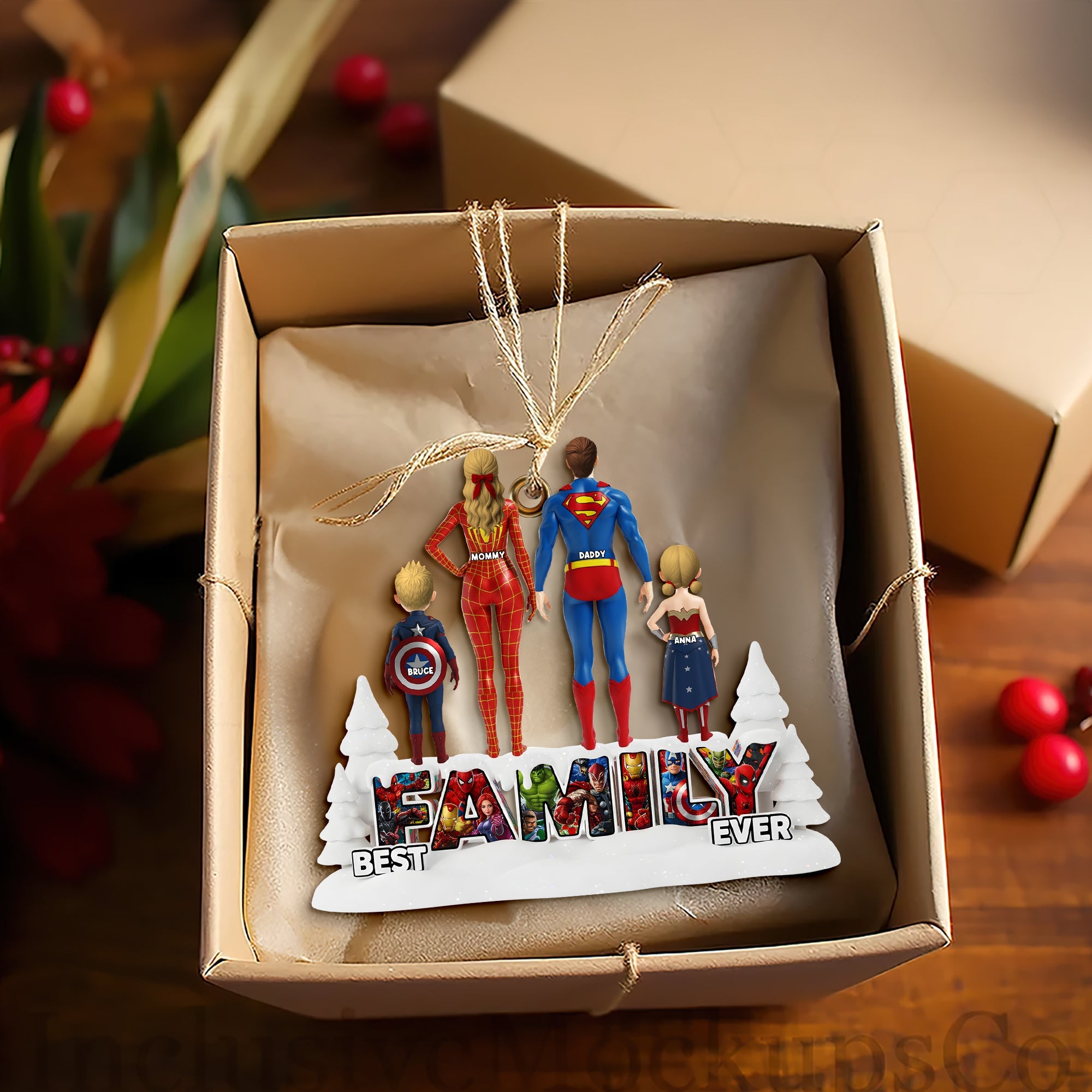 Best Family Ever Ornament - Personalized Family Gift for Loved Ones Ornament PopCulturePrints