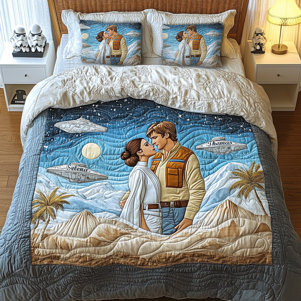 Love Under the Stars - Galaxy Couple Quilt Bedding Set - Personalized Gifts for Couples Blanket PopCulturePrints