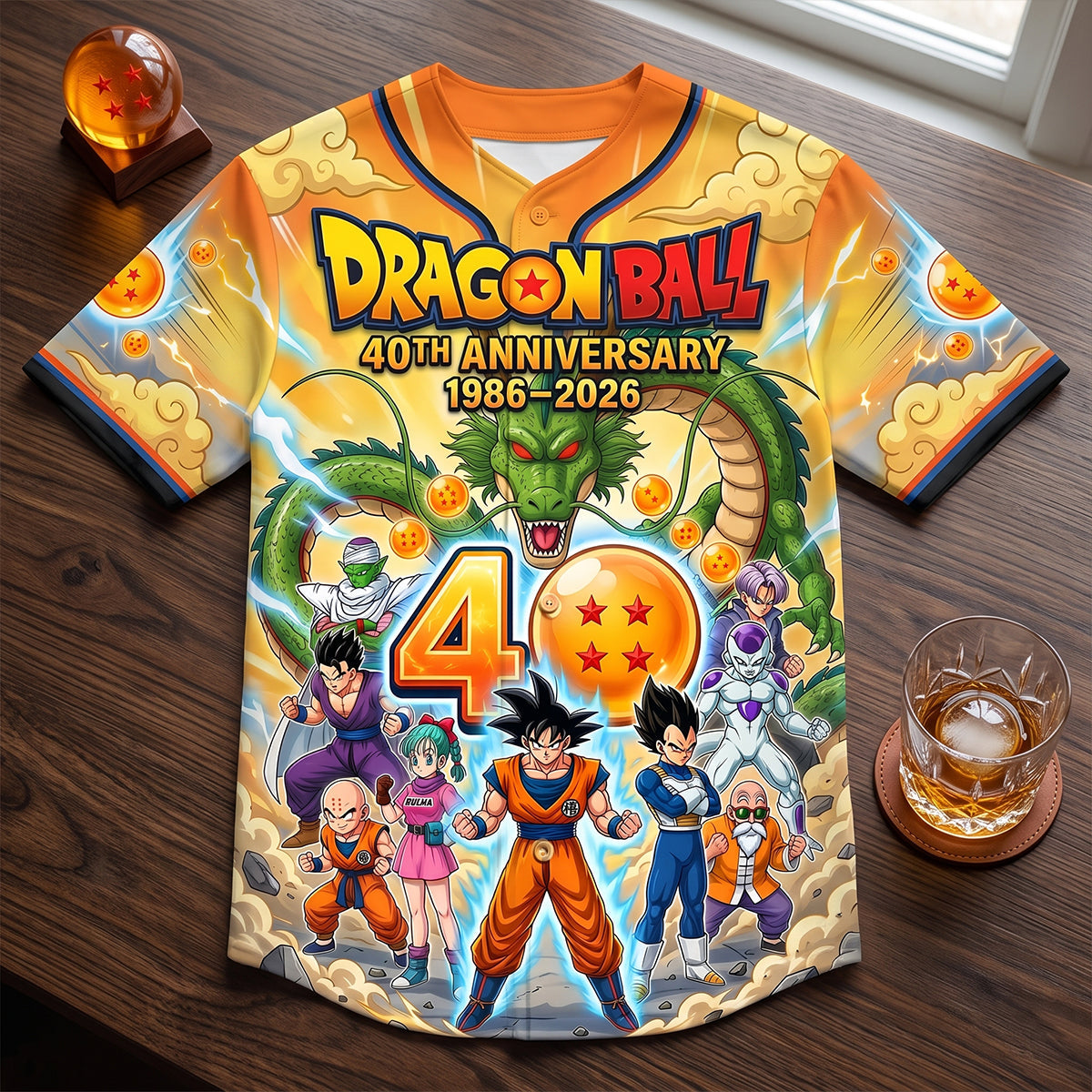 40th Anniversary Adventure Baseball Jersey - Personalized Gift for Dragon Ball Fans AOP Products PopCulturePrints