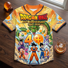 Load image into Gallery viewer, 40th Anniversary Adventure Baseball Jersey - Personalized Gift for Dragon Ball Fans AOP Products PopCulturePrints
