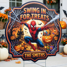 Load image into Gallery viewer, Swing in for Treats - Personalized Halloween Yard Sign
