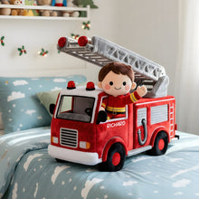 Load image into Gallery viewer, “Ignite Their Imagination!” Personalized Cute Firefighter Kid Pillow - Custom Gift for Kids Pillow PopCulturePrints

