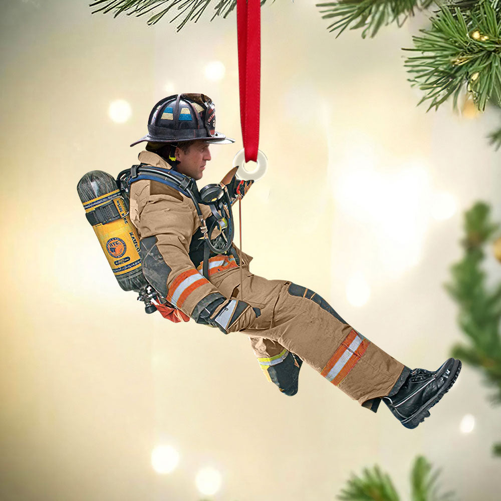 Personalized Firefighter Photo Ornament - Heroic Tribute Keepsake Ornament PopCulturePrints
