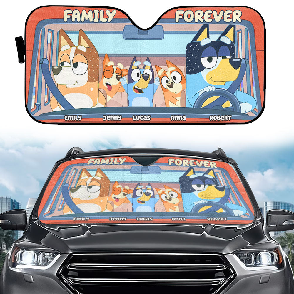 Personalized Family Forever Car Sunshade - Custom Names