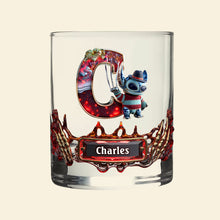 Load image into Gallery viewer, Cute Monster Letter Round Glass - Personalized Fun Drinkware for Halloween Enthusiasts Whiskey Glass PopCulturePrints
