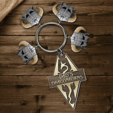 Load image into Gallery viewer, Personalized Dragonborn Dad Keychain - Custom Names Keychains PopCulturePrints
