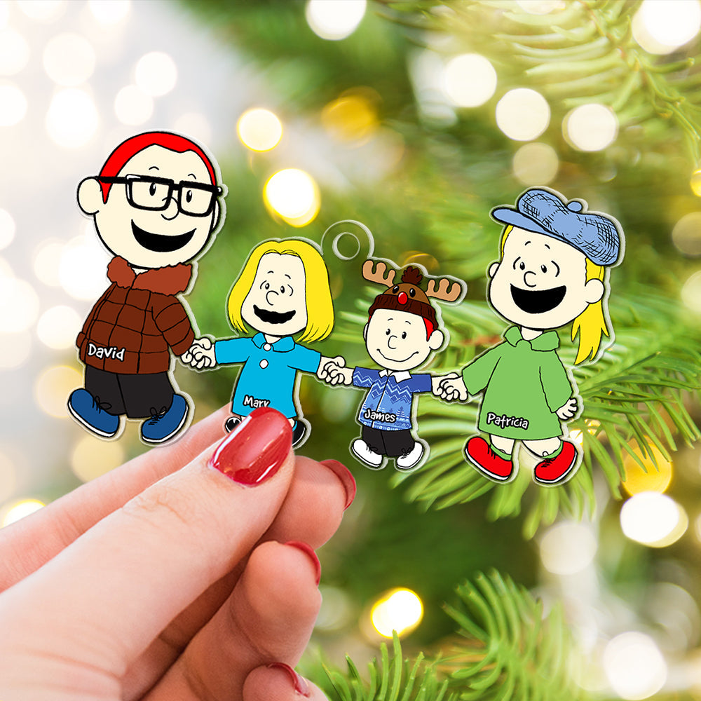 Customized Family Christmas Ornament - Cartoon Style