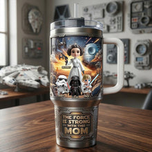 Load image into Gallery viewer, The Force is Strong with This Mom - Personalized 40oz Tumbler with Handle - Unique Gift for Mom, Grandma and Star Wars Fans Tumbler Cup PopCulturePrints
